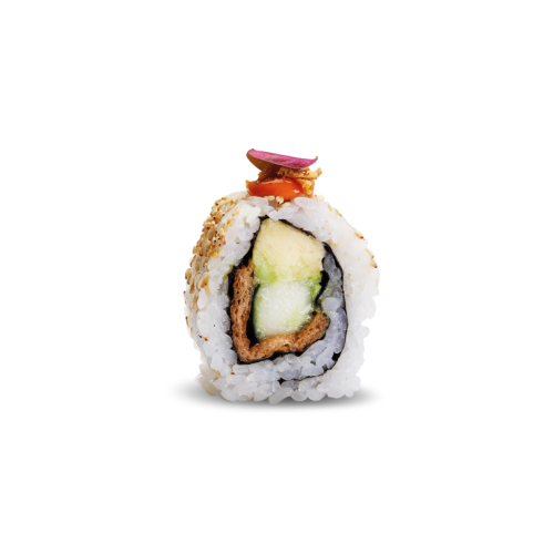 Crispy Tofu Teriyaki är en härligt sprakande krispig grön sushirulle med tofu.