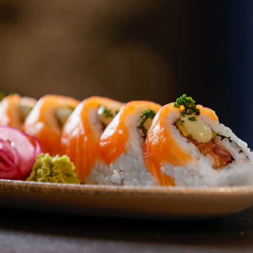 Flying Salmon Closeup - Sushi Yama Sushi restaurang