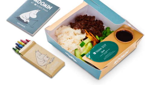 Yama Kids Yakiniku - barnmeny med yakiniku och ris. Yama Kids är en måltid anpassad för Sushi Yamas yngsta gäster med kreativt pyssel som introducerar barnen för mumintrollens magiska värld.