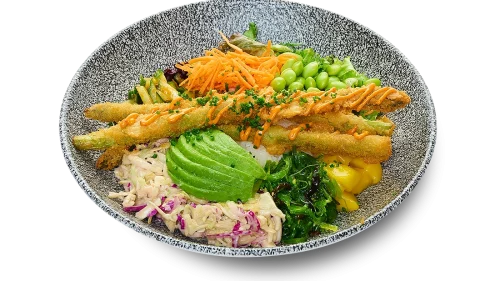 Friterad sparis poke bowl