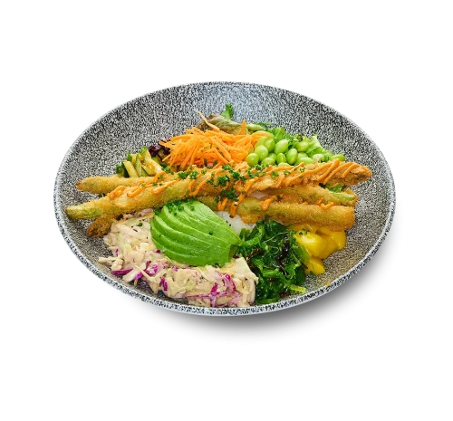 Friterad sparis poke bowl